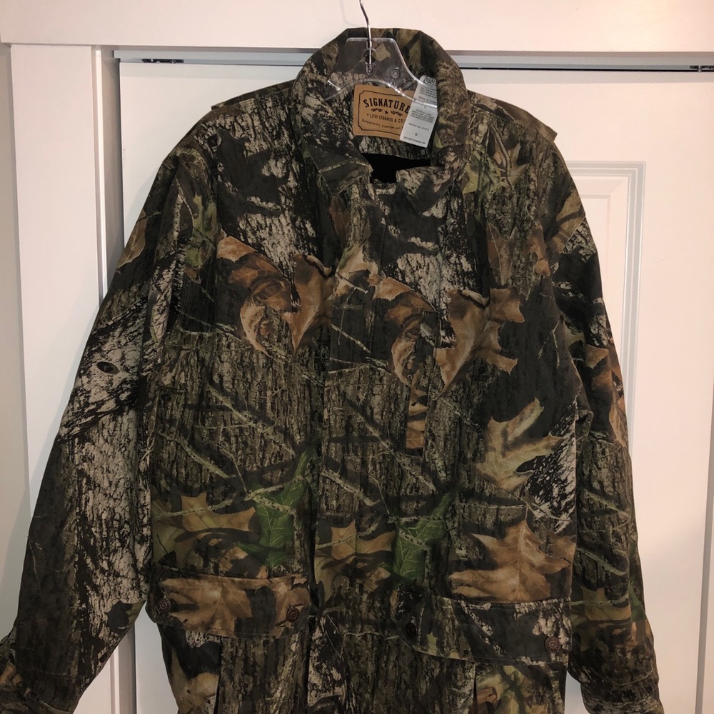 Levi Strauss X Mossy Oak jacket, vintage hunter gear, size L 100% polyester